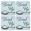 Set of Four Drink Up Cork Coaster | Lets Eat