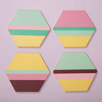 Mimo Set Of 4 Miami Striped Gold Foil Coasters