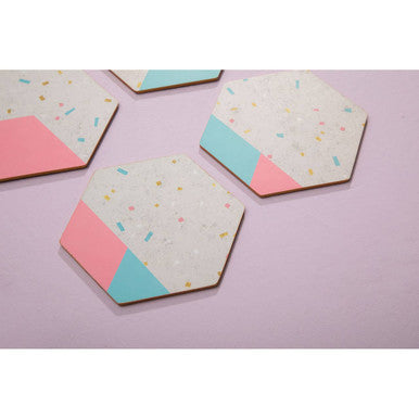 Set of 4 Hexagonal Cork Coasters | Mimo
