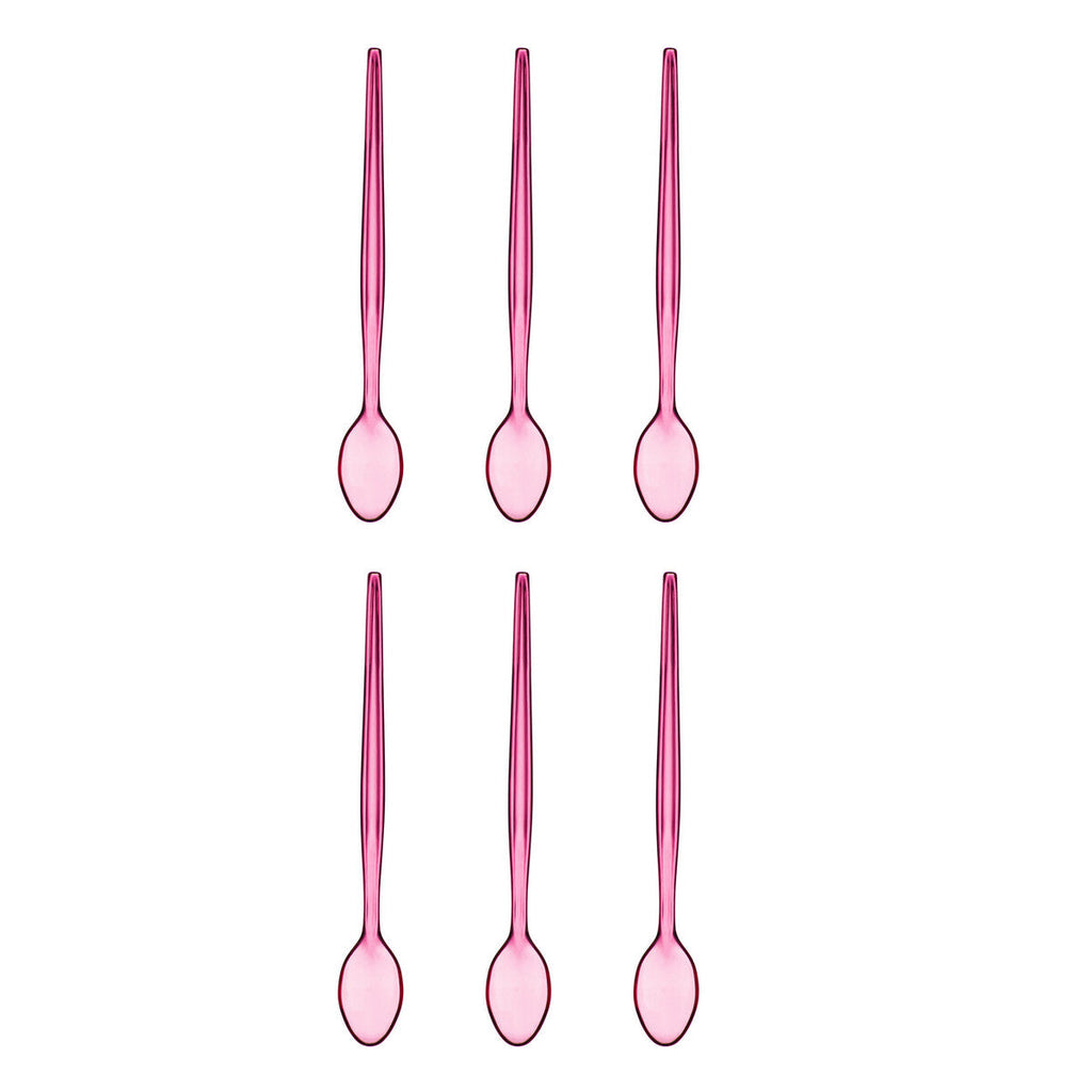 Set of Six Pink Plastic Sundae Spoons | Summer