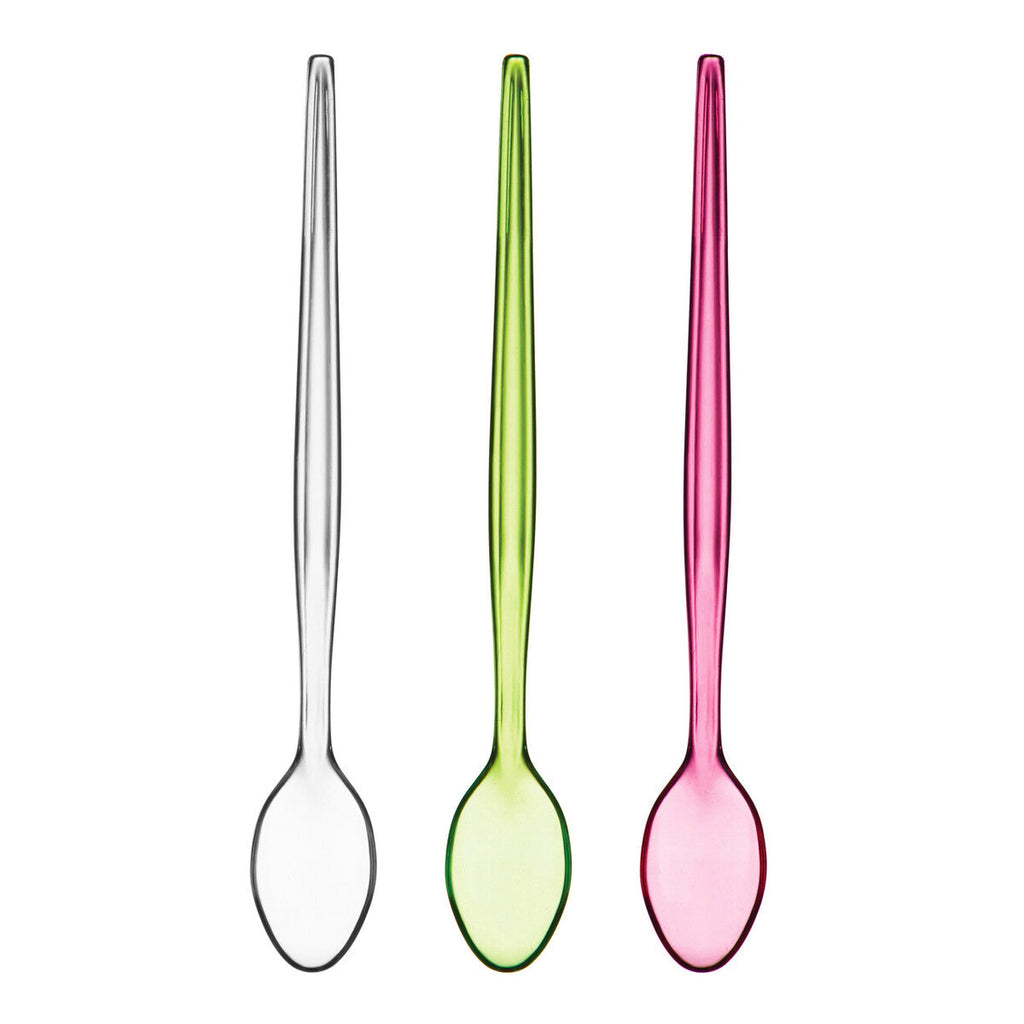 Set of Six Pink Plastic Sundae Spoons | Summer