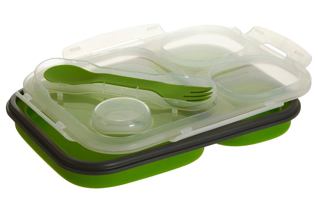 Green Collapsible Lunch Box with Spork | Grub Tub