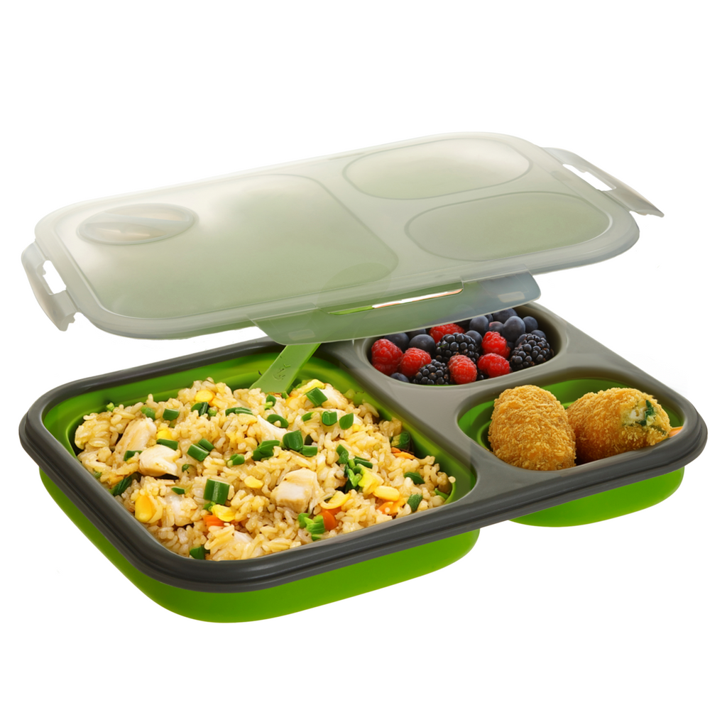 Green Collapsible Lunch Box with Spork | Grub Tub