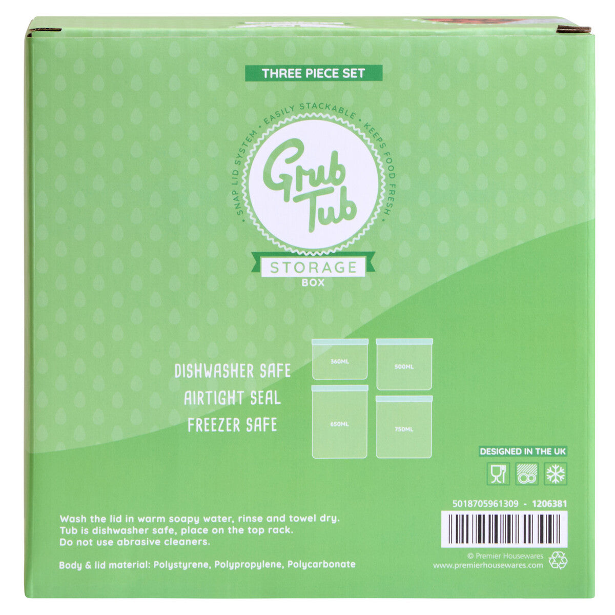 Set of 4 Food Storage Containers | Grub Tub