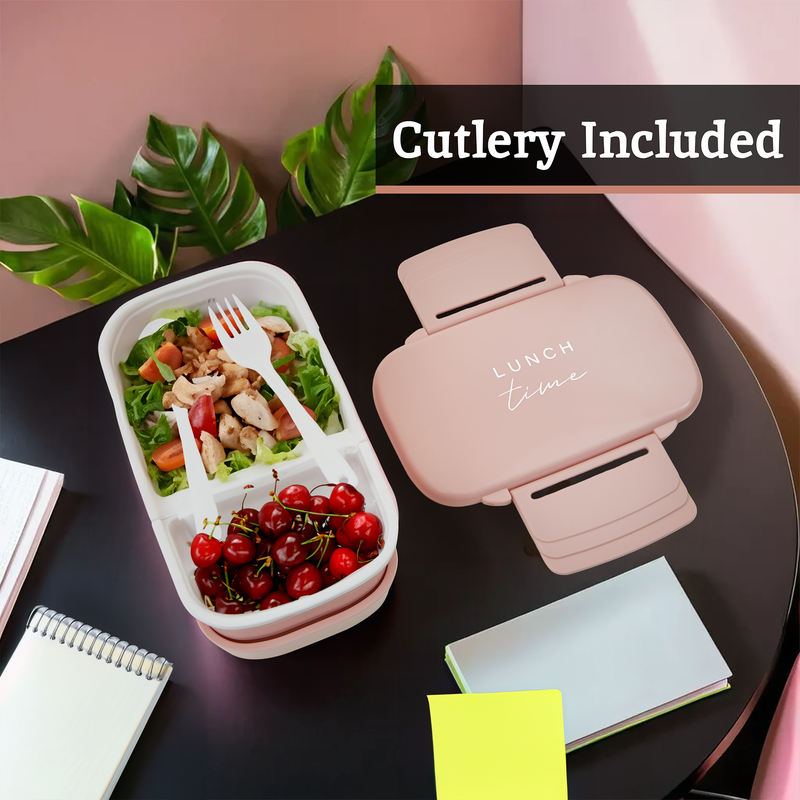 Light Pink Lunch Box with Cutlery | Grub Tub