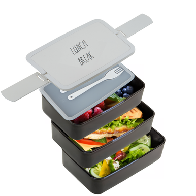 Black Lunch Box with Cutlery | Grub Tub