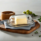 Olivia Clear Glass Butter Dish - Nest UK