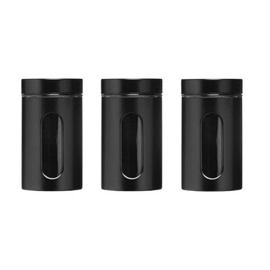 Luca Set of Three Clear and Black | Storage Jars