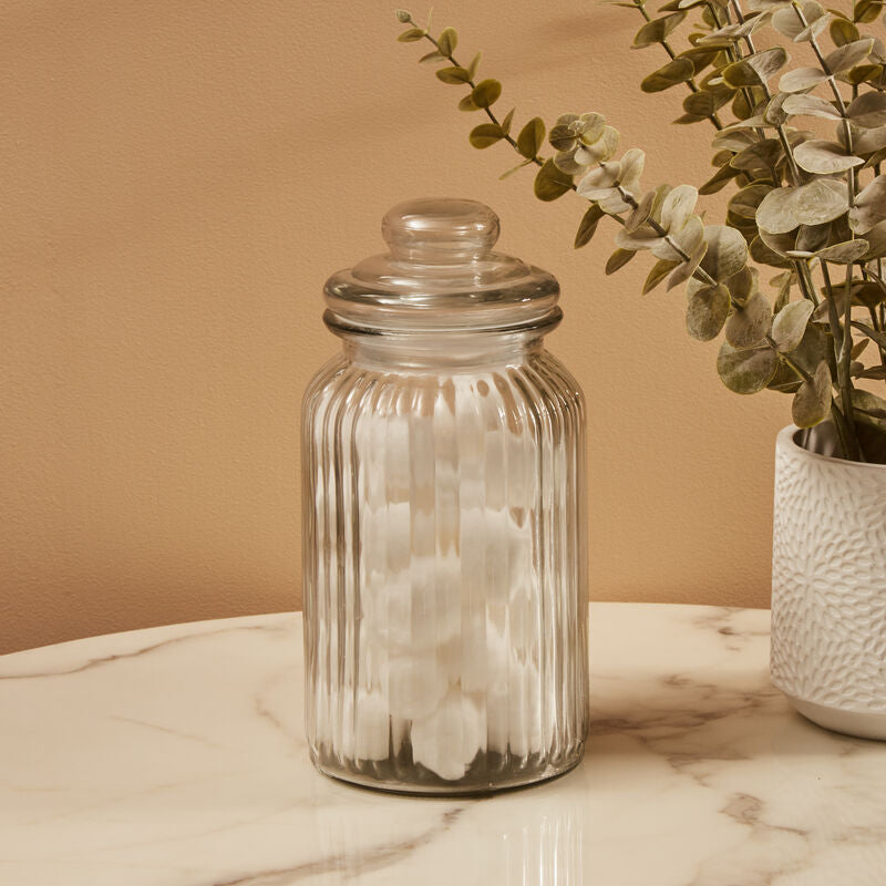 Ribbed Glass Storage Jar 1300 ml | Abbie