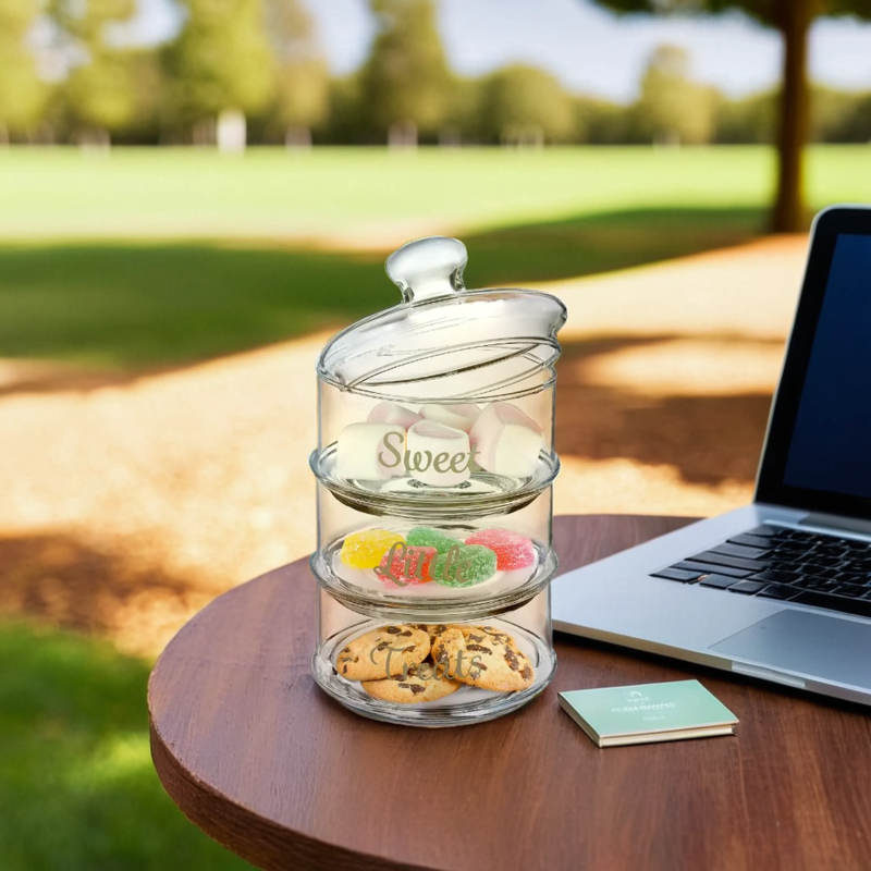 Olivia Stackable 3 Tier Glass Storage Jar - Nest UK