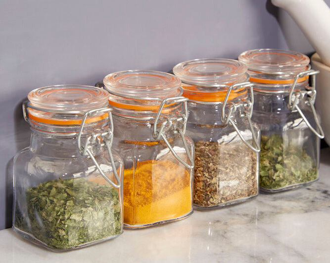 Set Of 4 Clip Top Lid Glass Jars | Luca