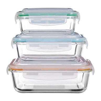 Set of 3 Rectangular Glass Containers | Freska