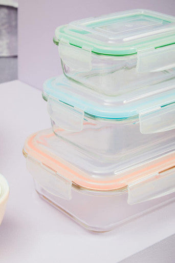 Set of 3 Rectangular Glass Containers | Freska