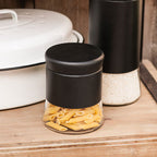 Luca Black Steel and Glass Storage Jar - 800ml