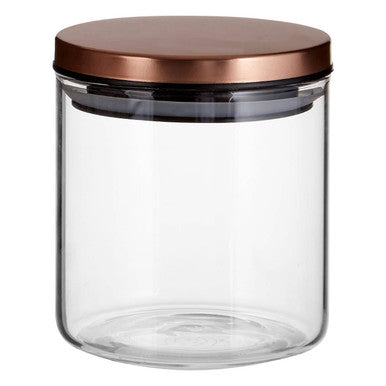 Glass Storage Jar with Rose Gold Lid 550ml | Freska