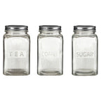 Luca Set Of Three Glass Jars With Silver Lids
