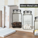 Luca Set Of Three Glass Jars With Silver Lids