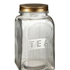Luca Set Of Three Glass Jars With Gold Finish Lids