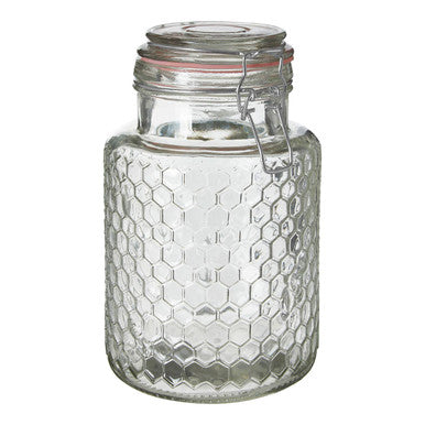 Textured Glass Jar with Pink Seal 1300ml | Apiary