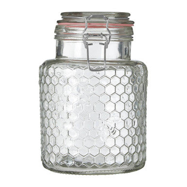 Textured Glass Jar with Pink Seal 1300ml | Apiary