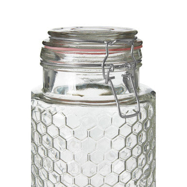 Textured Glass Jar with Pink Seal 1300ml | Apiary