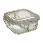 2 Section Square Glass Container with Lid 800 Ml | Freska