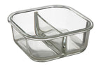 2 Section Square Glass Container with Lid 800 Ml | Freska