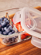 2 Section Square Glass Container with Lid 800 Ml | Freska