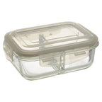 2 Section Rectangular Glass Container with Lid 640 Ml | Freska