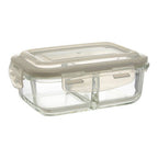 2 Section Rectangular Glass Container with Lid 640 Ml | Freska