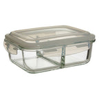 2 Section Rectangular Glass Container with Lid 1040 Ml | Freska