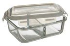 2 Section Rectangular Glass Container with Lid 1040 Ml | Freska