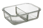 2 Section Rectangular Glass Container with Lid 1040 Ml | Freska