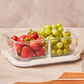 2 Section Rectangular Glass Container with Lid 1040 Ml | Freska