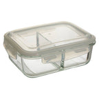 2 Section Rectangular Glass Container with Lid 1520 Ml | Freska