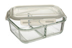 2 Section Rectangular Glass Container with Lid 1520 Ml | Freska