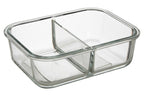 2 Section Rectangular Glass Container with Lid 1520 Ml | Freska