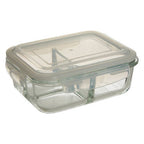3 Section Rectangular Glass Container with Lid 1040 Ml | Freska