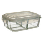 3 Section Rectangular Glass Container with Lid 1040 Ml | Freska