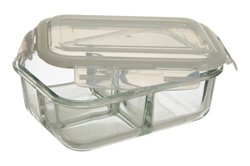 3 Section Rectangular Glass Container with Lid 1040 Ml | Freska