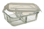 3 Section Rectangular Glass Container with Lid 1040 Ml | Freska