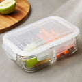 3 Section Rectangular Glass Container with Lid 1040 Ml | Freska