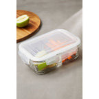 3 Section Rectangular Glass Container with Lid 1040 Ml | Freska