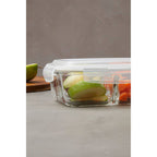 3 Section Rectangular Glass Container with Lid 1040 Ml | Freska