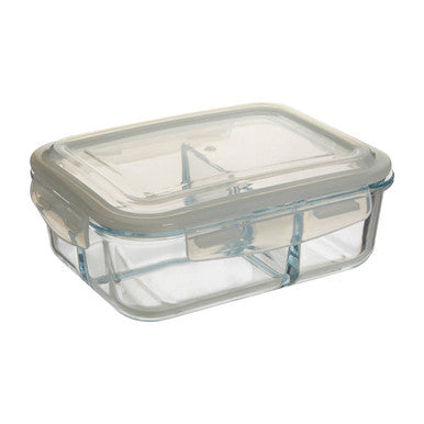 3 Section Rectangular Glass Container with Lid 1520 Ml | Freska