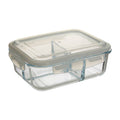 3 Section Rectangular Glass Container with Lid 1520 Ml | Freska