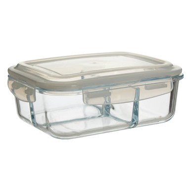 3 Section Rectangular Glass Container with Lid 1520 Ml | Freska