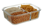 3 Section Rectangular Glass Container with Lid 1520 Ml | Freska