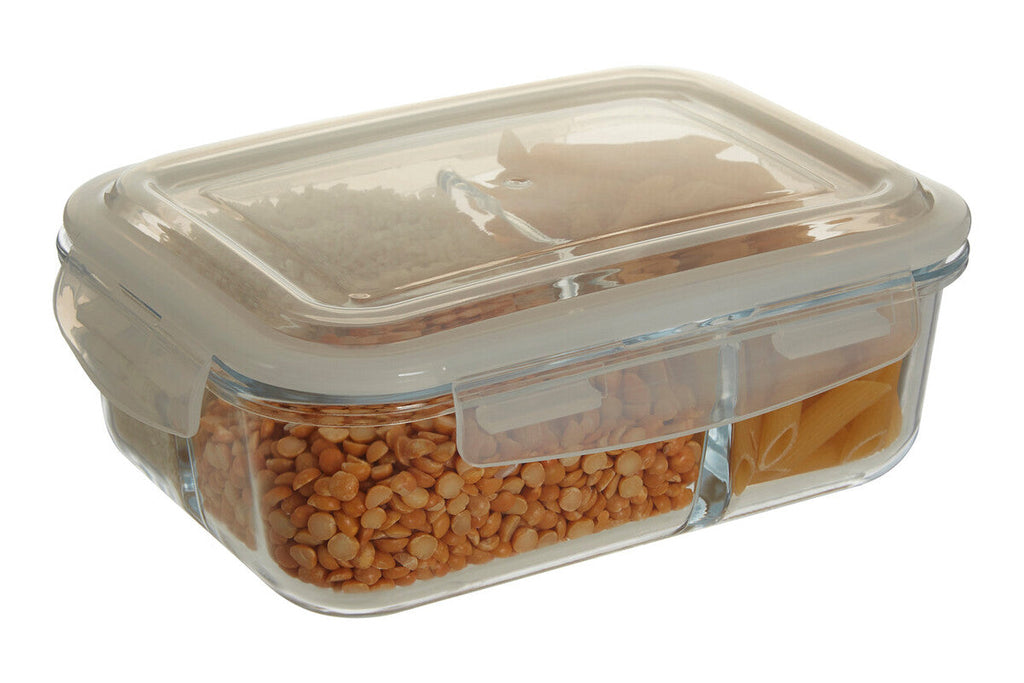 3 Section Rectangular Glass Container with Lid 1520 Ml | Freska