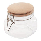 Luca Square 500Ml Glass Jar With Wooden Lid